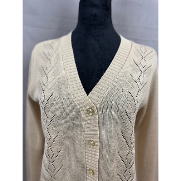 Sidney Gould Vintage Granny Long Sleeve Crochet Knit Button Cardigan Sweater - Picture 2 of 6